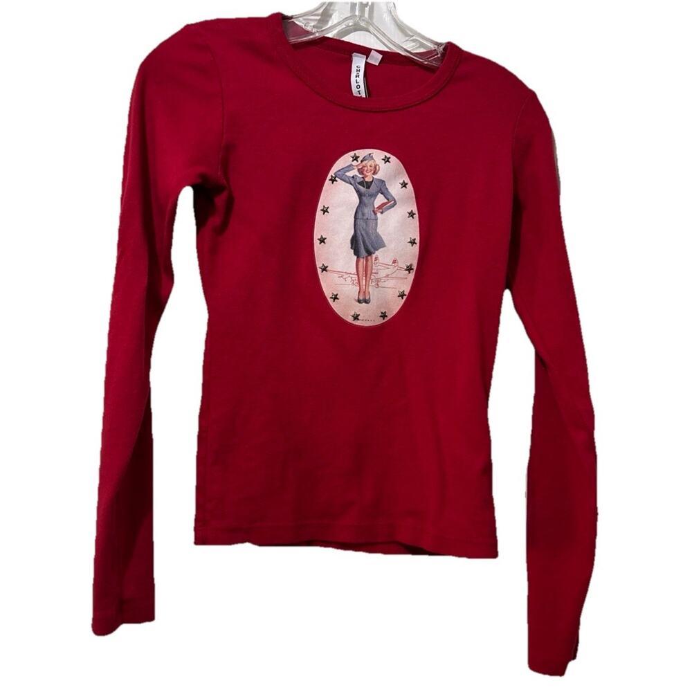 Charlotte Made In USA Retro Inspo Flight Attendant Long Sleeve T-shirt Size S